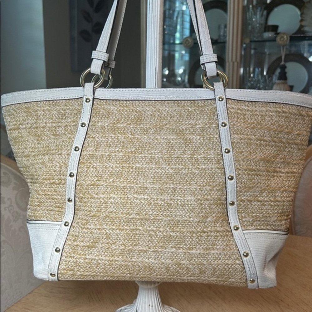 Coach Alexandra Python Straw Tote - image 7
